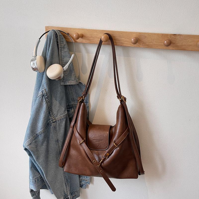 Ретро сумка-тоут женская большой вместимости 2025 новая осенне-зимняя повседневная на плечо сумка-мессенджер многофункциональный рюкзак