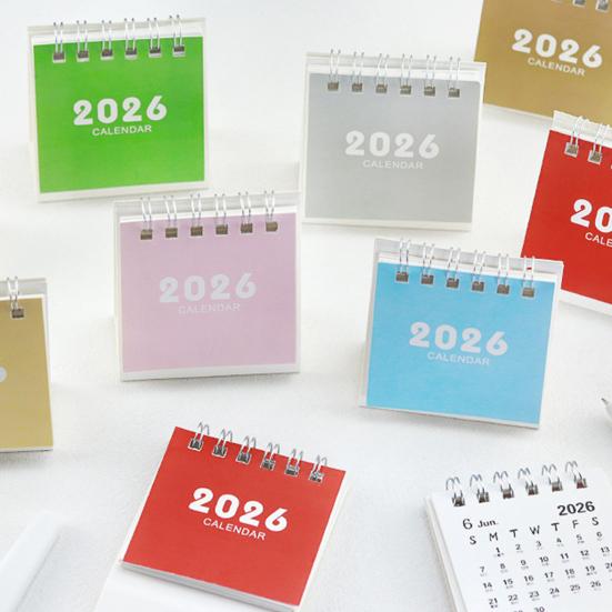 2026 Mini Desktop Calendar Cute Cartoon Desk Planner with Spiral Binding Small Planning Notebook