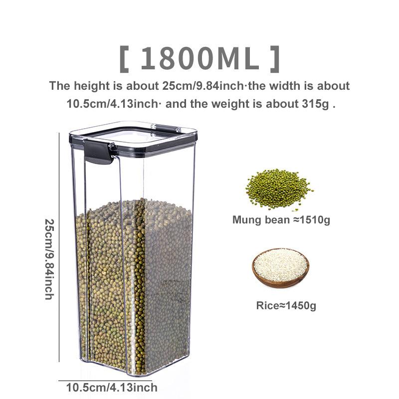 1/4PC Sealed Plastic Food Storage Box , Cereal Candy Dried Jars With Lid , Fridge Storage Containers Tank for Cereal Pasta Flour