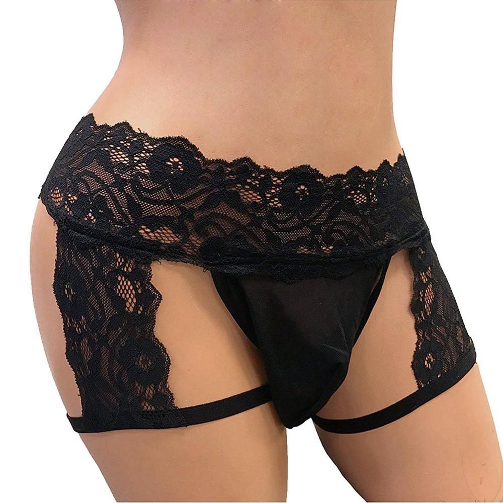 Мужское сексуальное нижнее белье Sissy, кружевные стринги, трусы-бикини с карманом, трусы-боксеры для геев с карманом для пениса, мужские трусы, сексуальное нижнее белье
