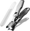 Stainless Steel Nail Clipper Set with Nail File and Storage Case Suitable for Various Nail Types Japanese-made One-click Switch, Included,