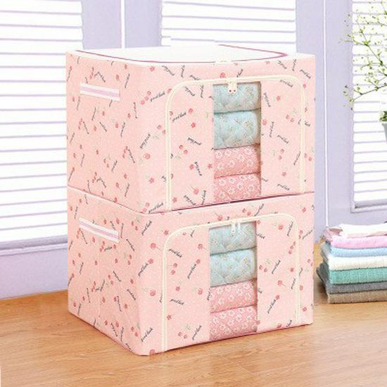 «Складной тканевый ящик для хранения со стальным каркасом и водостойкой имитацией льна»