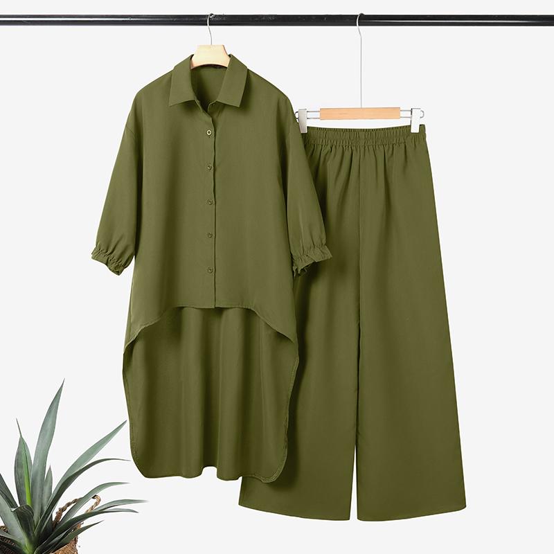 ZANZEA Женские комплекты из двух предметов: блузка с длинным рукавом и длинные брюки, повседневные