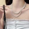 Неправильная многослойная укладка, ношение длинного жемчужного ожерелья, французский темперамент легкой роскоши, цепочка для свитера, простая высококлассная шейная цепочка, тренд