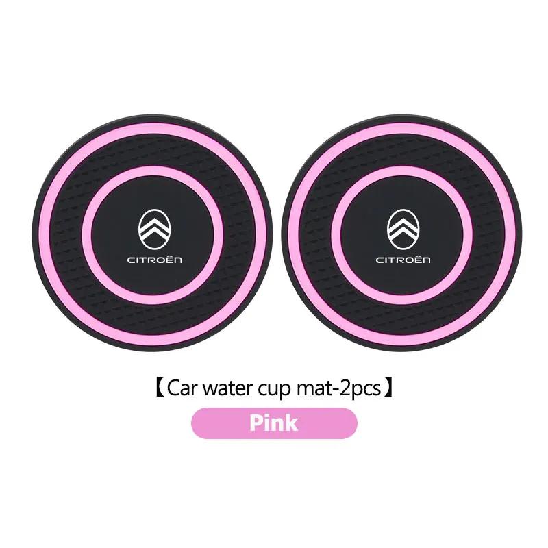 OCDK9 2pcs Car Anti Slip Insert Mat Coaster Water Cup Slot Decorate Pad For Citroen C5 C1 C2 C6 C4L DS3 DS4 DS5 C-Elysee Grand