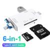 SD Card Reader 6 In 1 Micro USB Type C Portable Memory Card Reader for SD TF Cards Adapter with OTG Function for PC & Laptop & Smart Phones & Tablets