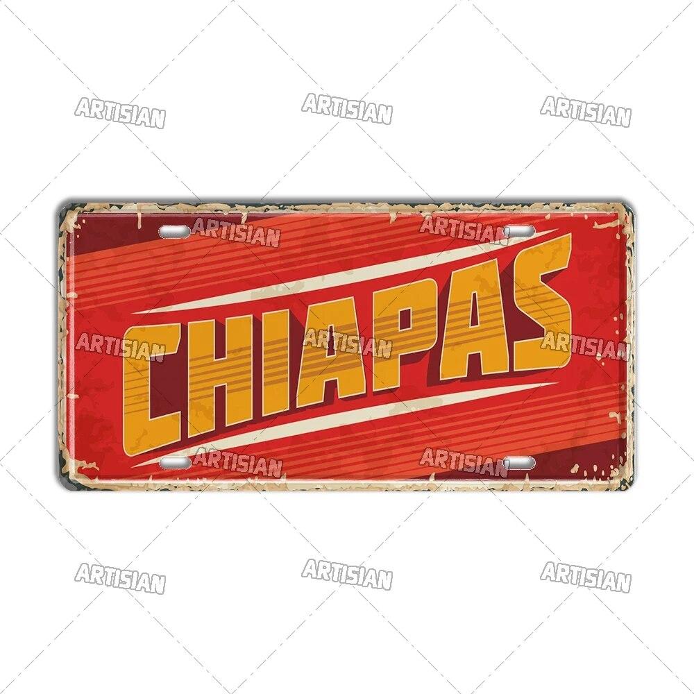 MEXICO License Plate Landmark Metal Tin Plaque City Metal Sign Wall Decor Garage Bar Pub Club Hotel Cafe Kitchen Home