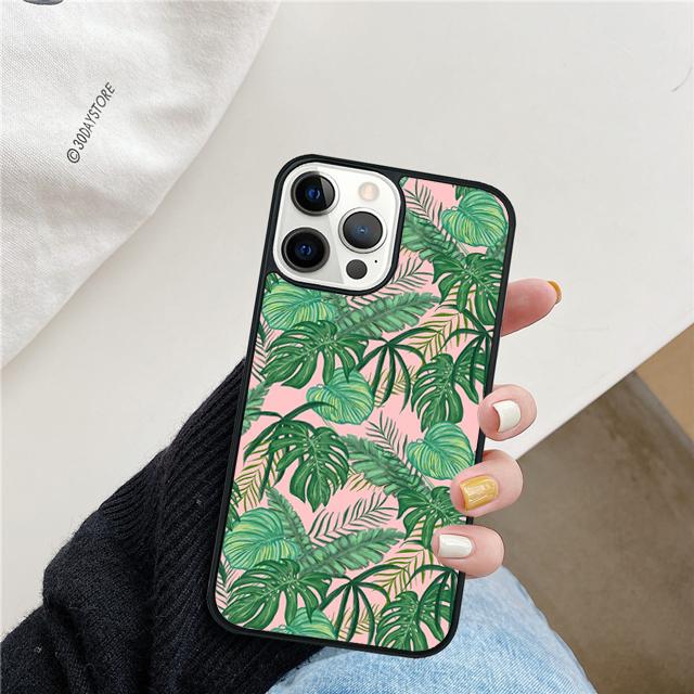 Monstera Flower Tropical Green Leaves Phone Case Cover for iPhone 17 Air 16 15 14 13 11 12 Pro Max PlusS Coque