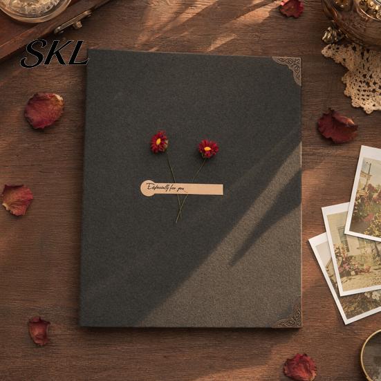 Retro Design Photo Album Sunflower DIY Scrapbook Album, Paste-In Memory Book with Thick Blank Pages, Creative Handmade Craft Keepsake for Travel