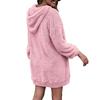 Женское платье с капюшоном и большим карманом, с длинными рукавами, из плотного плюша, однотонное, свободное мини-платье, повседневная одежда, повседневный топ средней длины