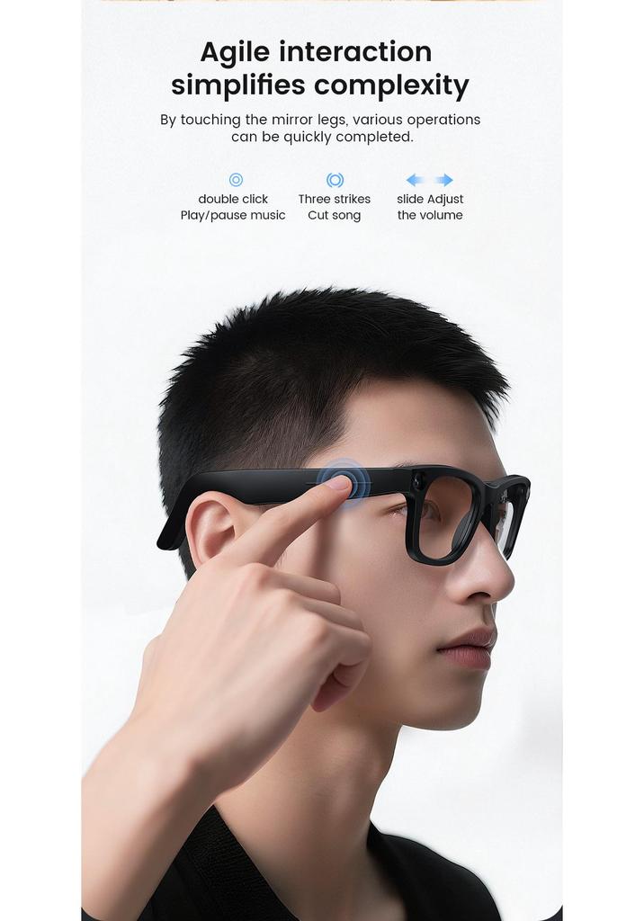 E03C Smart Glasses: Camera, Image Stabilization, HD Shooting, Real-Time Translation, Electrochromic, AI Features