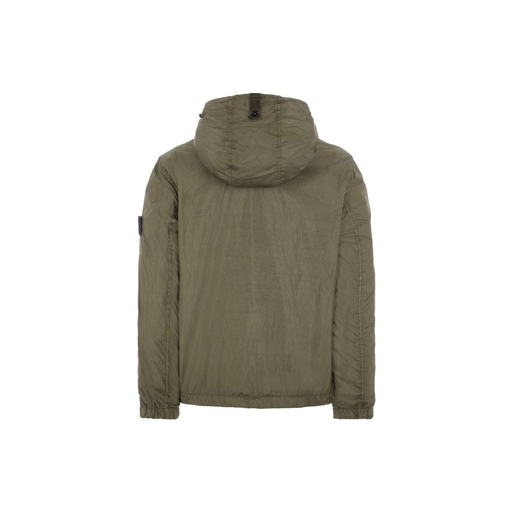 STONE ISLAND Ss24 Hooded Zip Lightweight Recycled Nylon Soft Shell Jacket Men Jackets Moss-Green 801540922-V0059
