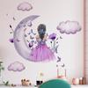 Butterfly Little Girl Gray Moon Clouds Wall Stickers Removable Vinyl Home Decor
