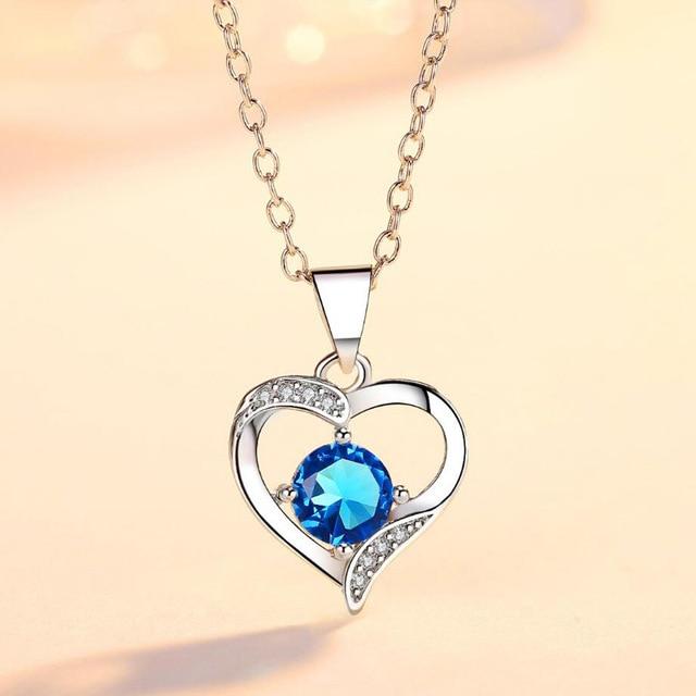 New Luxury Crystal CZ Heart Pendant Choker Necklace 925 Sterling Silver Chain Necklaces For Women Wedding Jewelry Gifts
