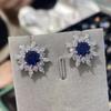 Изысканные серьги-гвоздики в виде снежинок с голубым цирконом, модные серьги-цветы на серебряной игле для женщин, рождественский фестивальный подарок