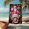 Custom Name Ultra-Soft Beach Towel with Christmas Santa Claus Theme,Ideal for Pool - Camping, Diving - Perfect Travel Essential, Vibrant Beach Towel.