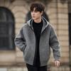 Новое двухстороннее шерстяное пальто с капюшоном, мужская повседневная однотонная свободная шерстяная куртка, шерстяное короткое пальто, тренд