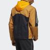 adidas Мужская куртка с капюшоном в полоску с логотипом, верхняя одежда, пшенично-коричневый HE9910
