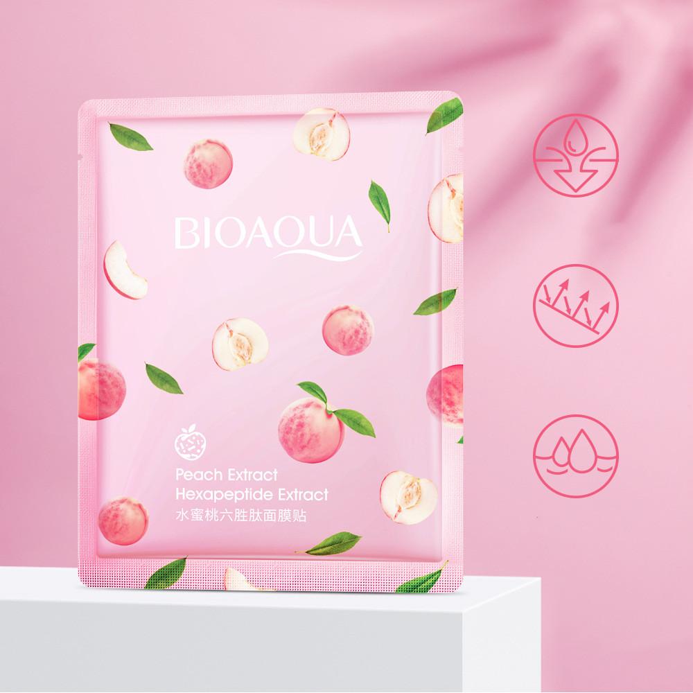 Bioaqua Медовый Персик Гексапептидный Экстракт Молочнокислые Бактерии Тканевая Маска для Лица