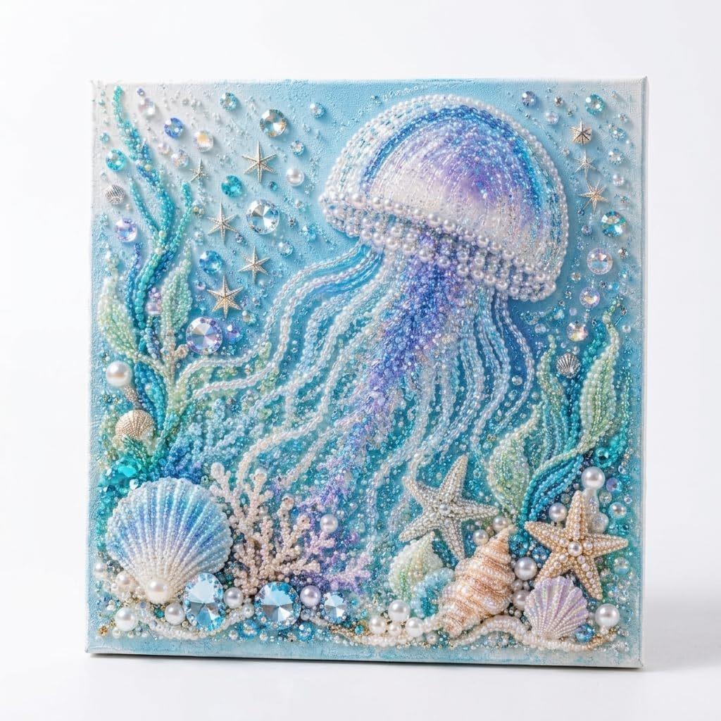 Ocean-Themed Pearl Painting DIY Set, Sea Turtle, Dolphin, Octopus Handmade Diamond Painting Decorations
