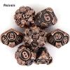 7 Pcs Copper Black Gear Wheel Metal Dice Solid Metal Polyhedral Dice Set Suitable for Role-Playing RPG Board Game Card Game
