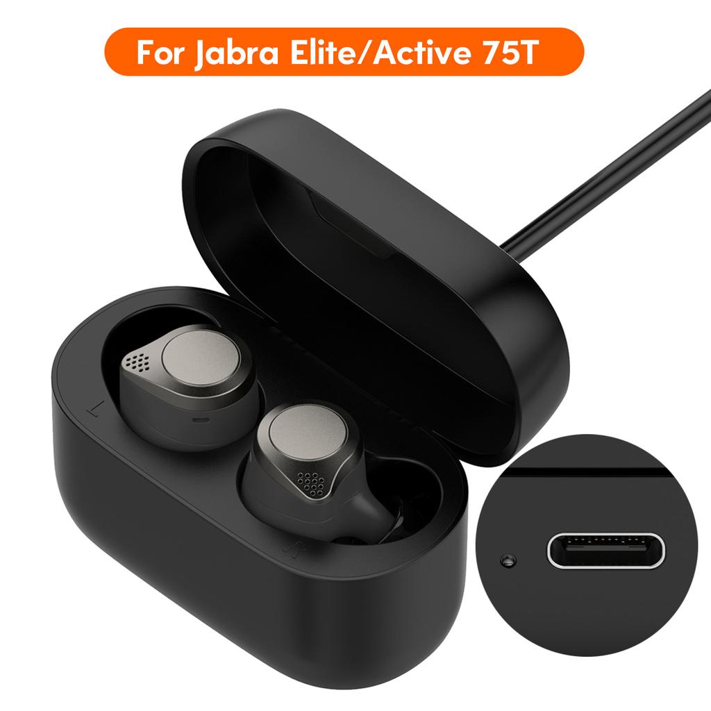 Earphones Charging Case for Jabra Elite 75t/Active 75t Bluetooth-compatible Wireless Earbuds Charger Box with USB Cable