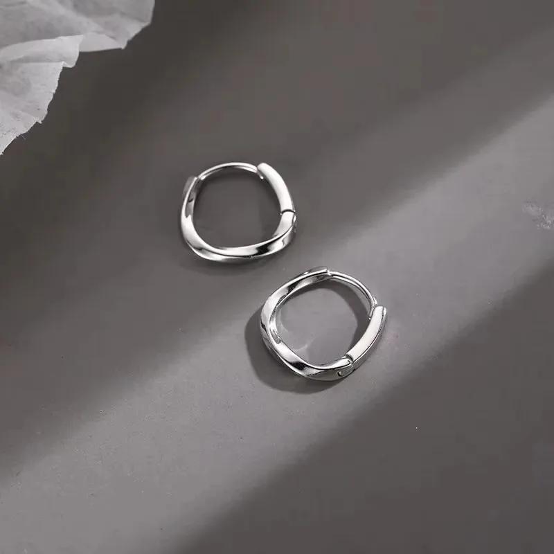 925 Sterling Silver Round Stud Earrings for Women Simple Inlaid Design Hoops Earrings Wedding Party Jewelry Accessories Gifts