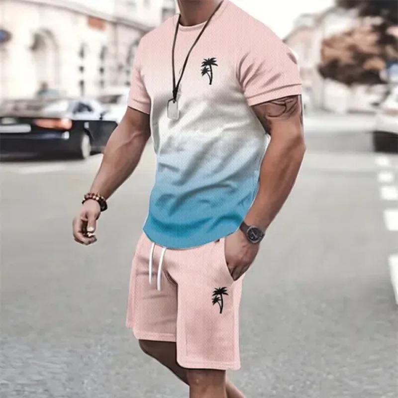 Летний мужской комплект с коротким рукавом в морском стиле с принтом якоря, комплект с короткими рукавами и шортами, мужская футболка с круглым вырезом