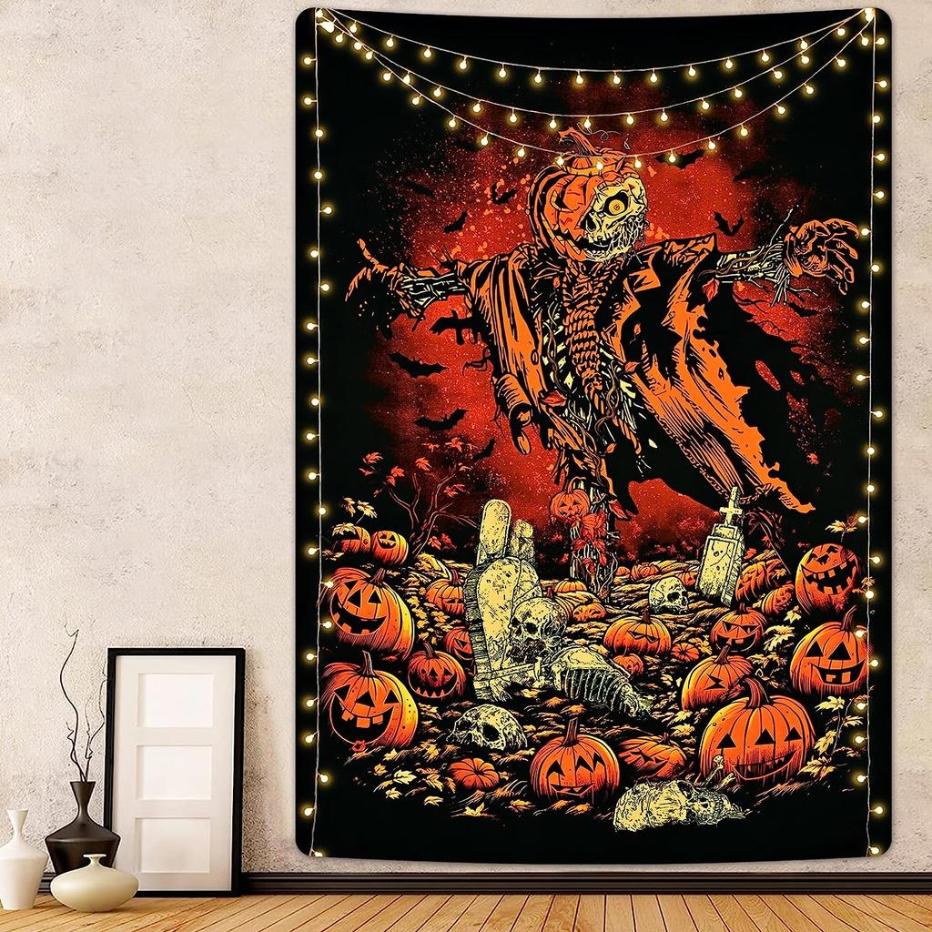 Хэллоуин Гобелен Череп Тыква Луна Ночь Монстр Настенное Искусство Украшения Спальня Гостиная Вечеринка в Общежитии