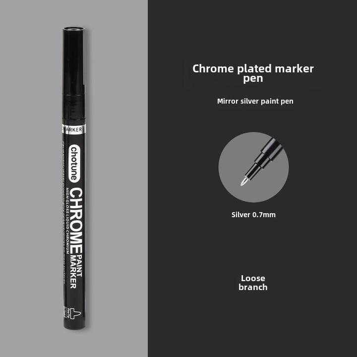 Chrome Mirror Marker: Electroplated Silver Reflective DIY Pen for Gundam Models, Glass, and Metal Painting.