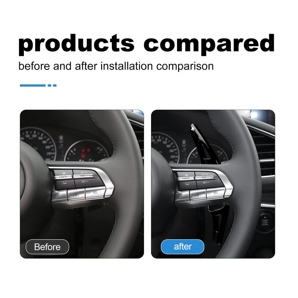 KUNGKIC Накладки на подрулевые лепестки для Mazda 3 / CX-30 / CX-50 / CX-60 / CX-90 (АБС-пластик, Черный, Комплект Л/П)