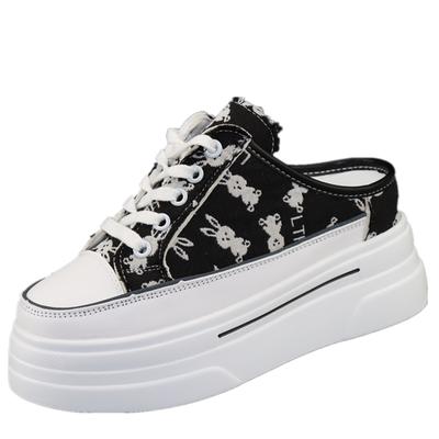 Модные полутапочки Baotou из парусины, женская новая летняя верхняя одежда, универсальная, с толстой подошвой, внутренняя высота 8 см, без каблука, без застежек