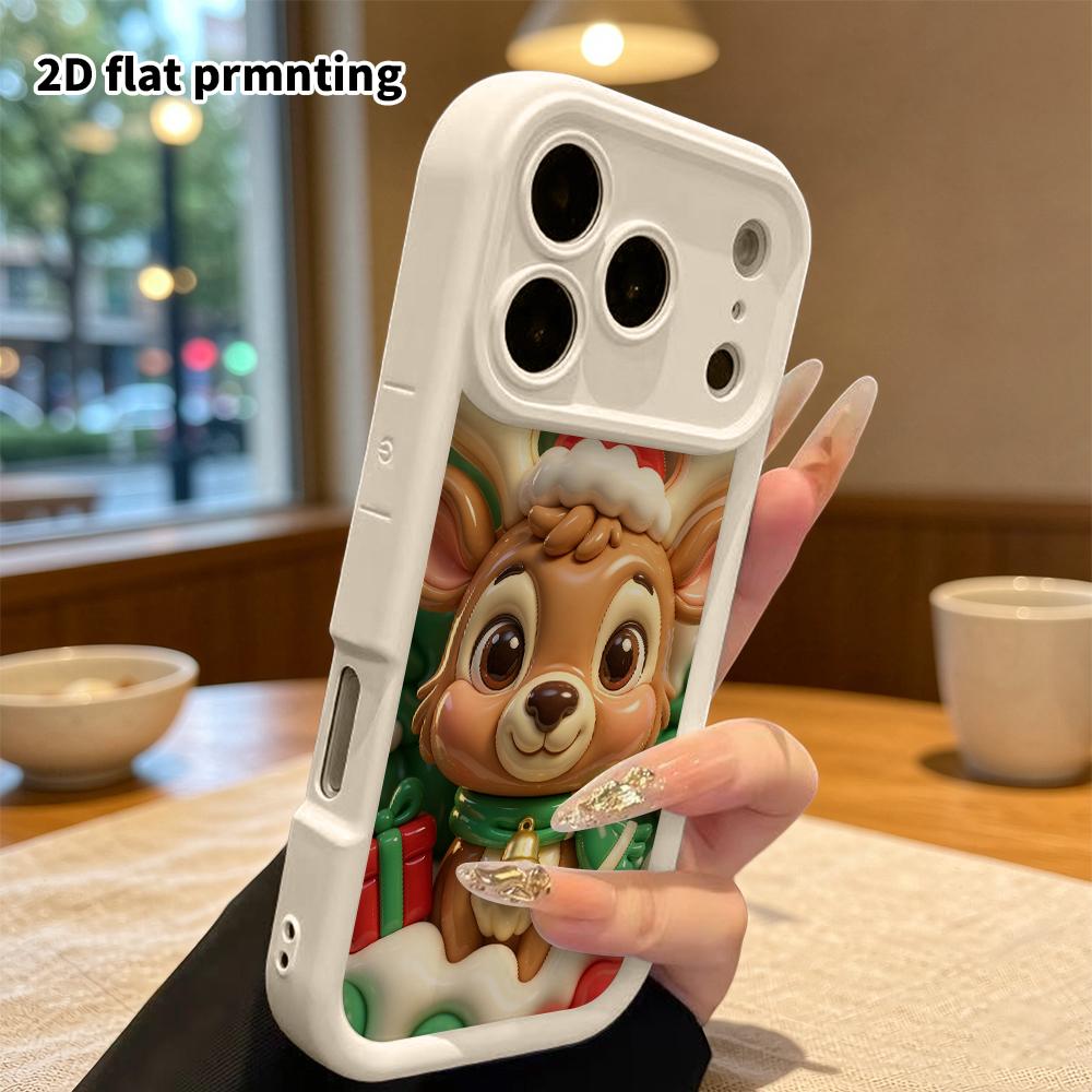 Чехол для телефона: 2D плоский дизайн, подходящий для защитного чехла iPhone 18 17 16 15 14 13 Pro, рождественский олень, идеальный праздничный подарок на Рождество и Хэллоуин