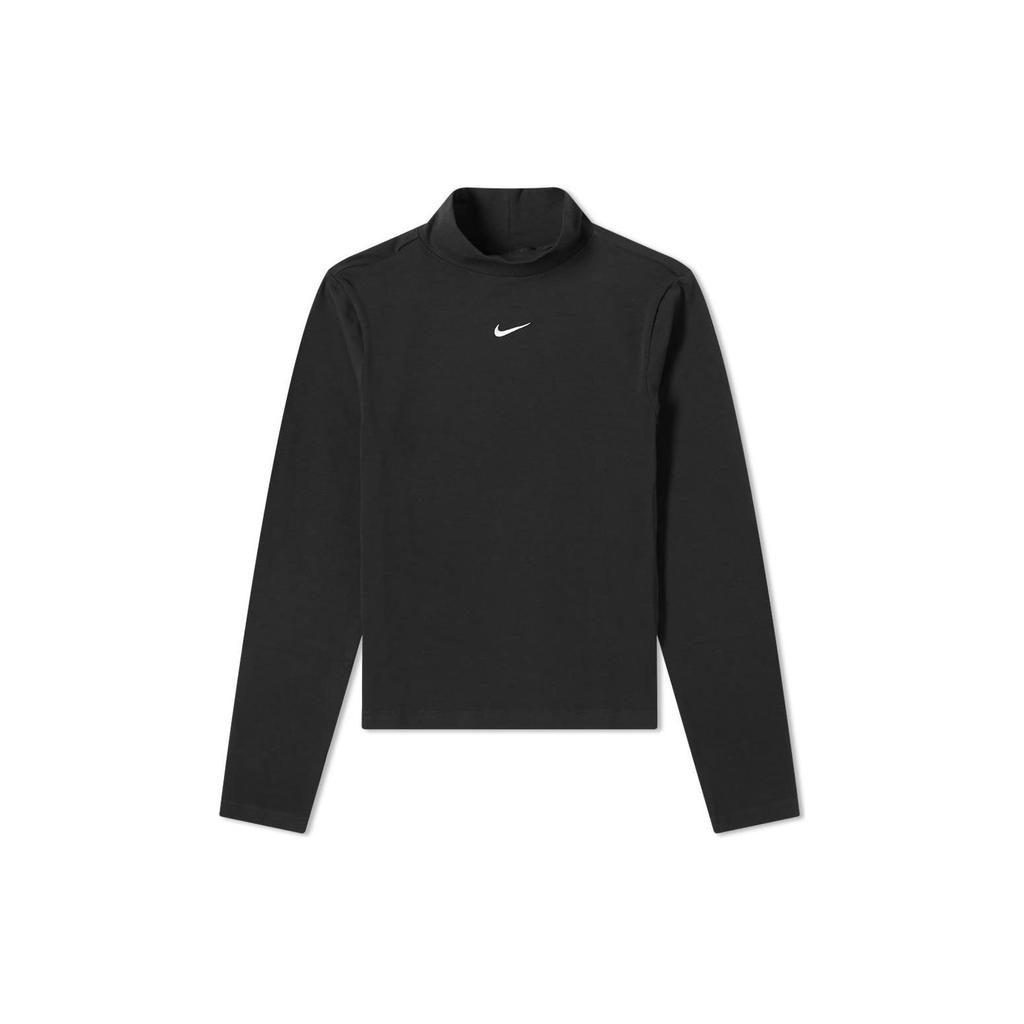 Nike Однотонная водолазка с длинным рукавом Женские топы Черный DD5882-010