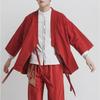 Мужской свободный кардиган Hanfu Zen: Даосский халат с рукавом три четверти в ретро-китайском стиле