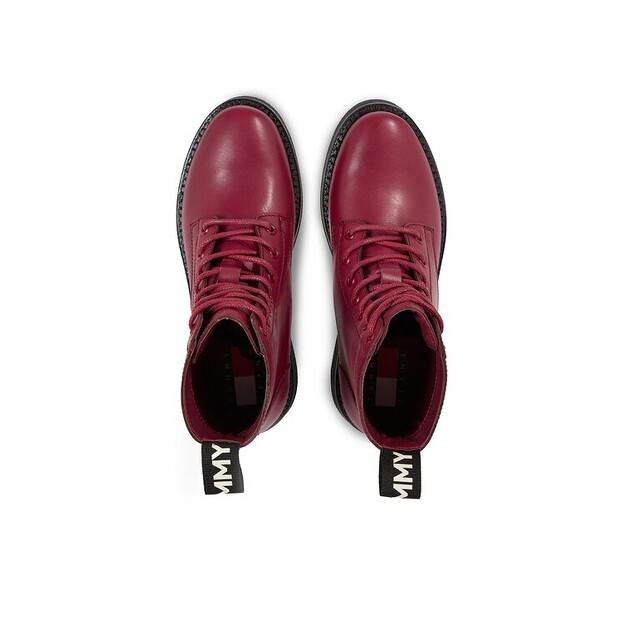 Ботильоны Tommy Jeans Tjw на шнуровке на плоской подошве EN0EN02310 бордового цвета