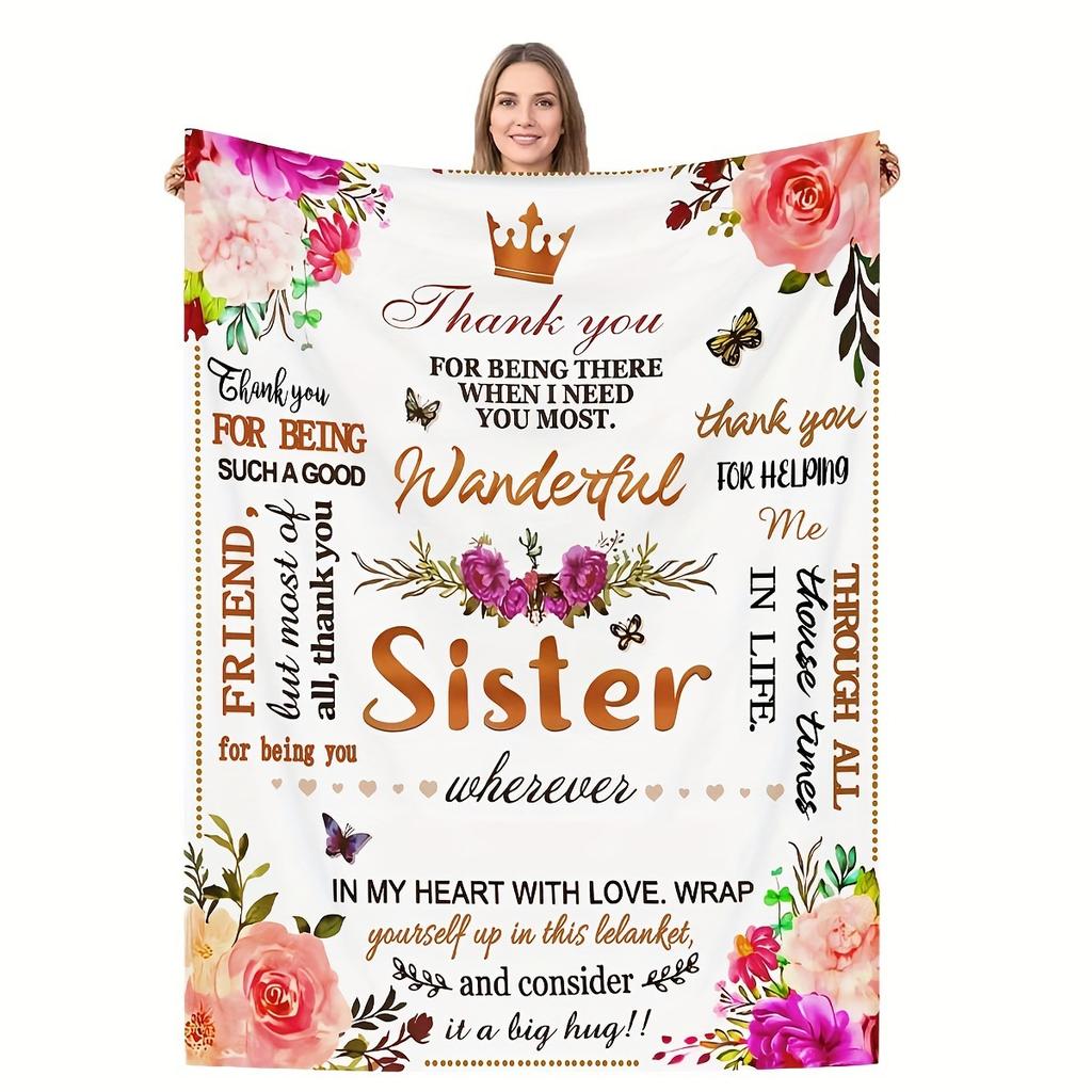 Warm Gift For Sister Flannel Blanket Lunch Break Blanket Digital Printed Blanket
