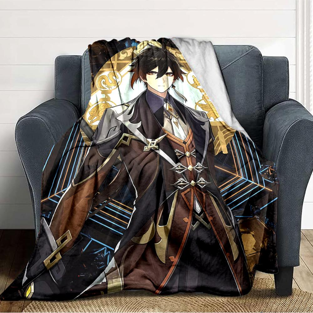 1pc Genshin Impact2 Blanket, Gift, for Men and Women, Soft Blanket, Good for Sofa Bed Couch Travel, Lightweight Flannel Blanket