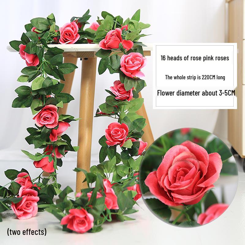 Искусственная розовая лоза для декора труб кондиционера и лестницы
