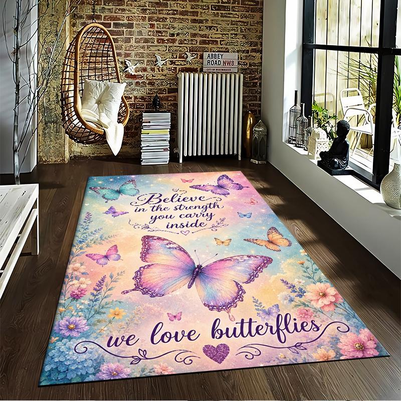 Butterfly carpet Set with Inspirational Quote carpet set (1 duvet cover, 2 pillowcases, duvet not included)