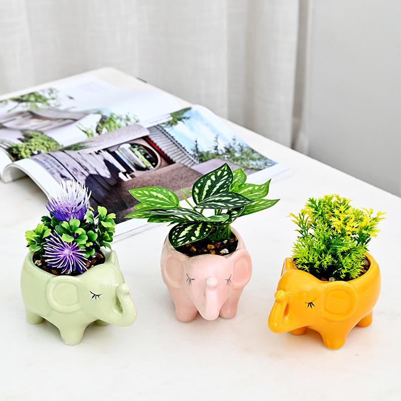 Милый цветочный горшок со слоном, сочный горшок, керамический горшок, домашний декор, украшение для рабочего стола, бонсай, горшок для растений, украшение сада