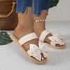 Women's Summer Sandals Women's Solid Color Bows Outside The Beach Wear Flat Bottom Large Size Sandals