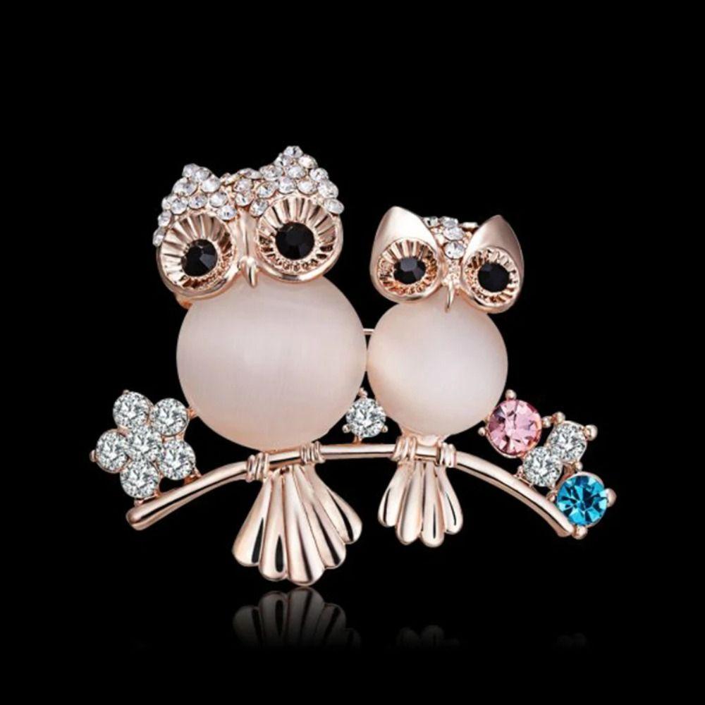Милая брошь в виде совы, украшение на пальто из жемчуга, блестящая антибликовая брошь для женщины