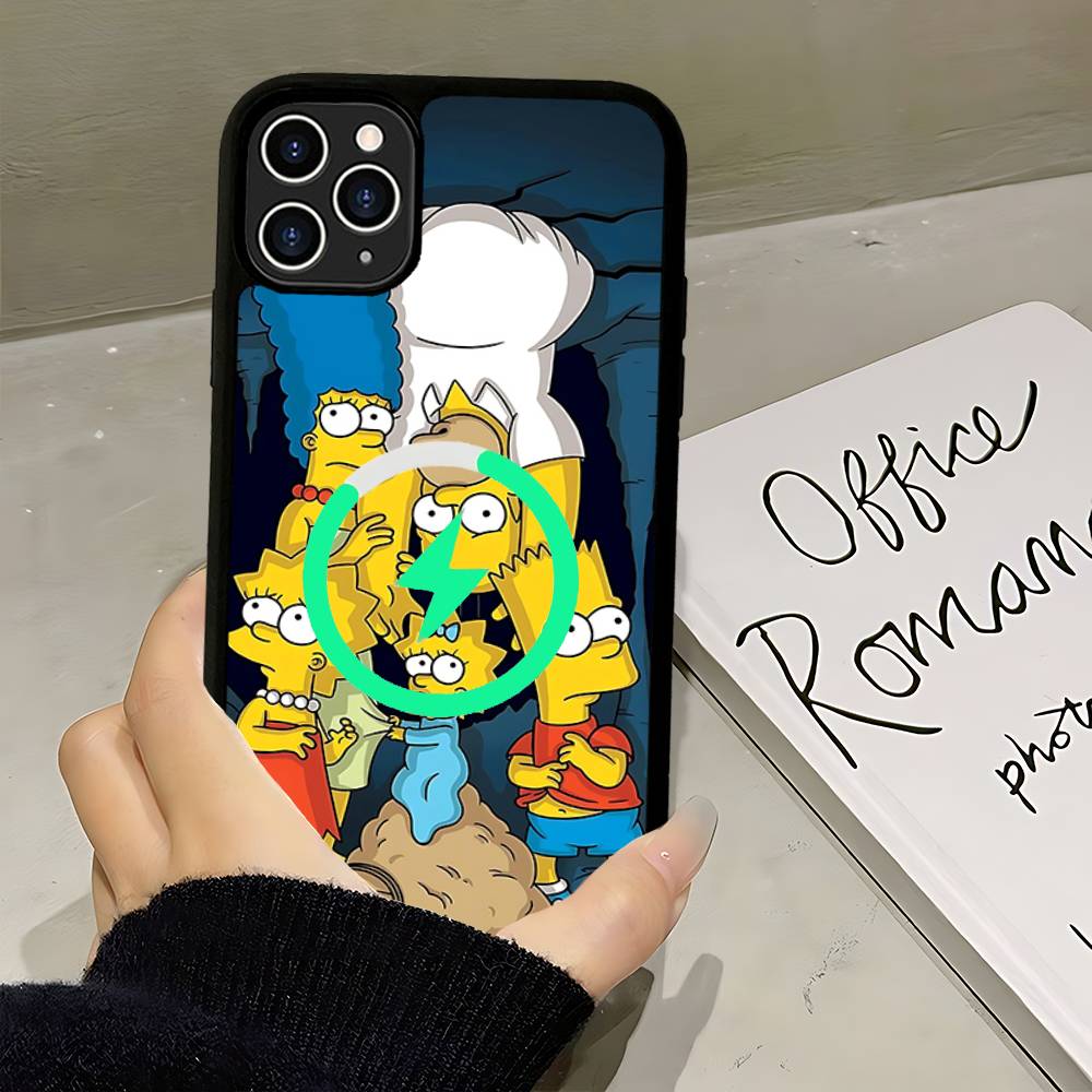 Смешной мультяшный чехол для телефона S-Simpsons Для IPhone 17 Air 16 15 14 13 12 11 Pro Max Plus Для Magsafe Беспроводная зарядка Чехол