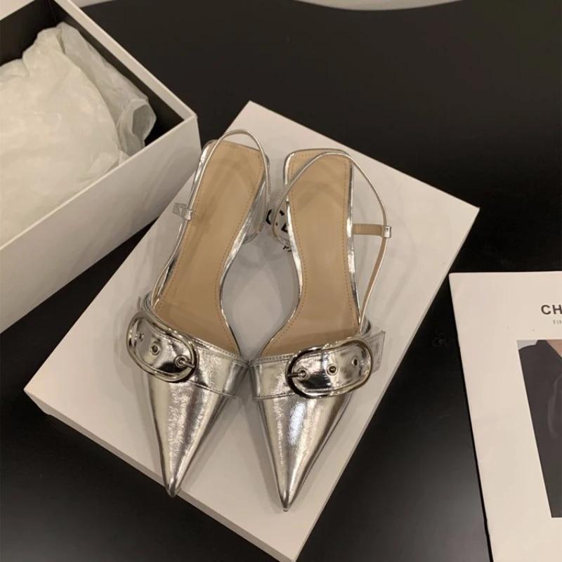 Мода 2024 года, новые летние сандалии для женщин с острым носком на высоком каблуке, элегантные туфли для улицы, женская обувь Zapatillas De Mujer