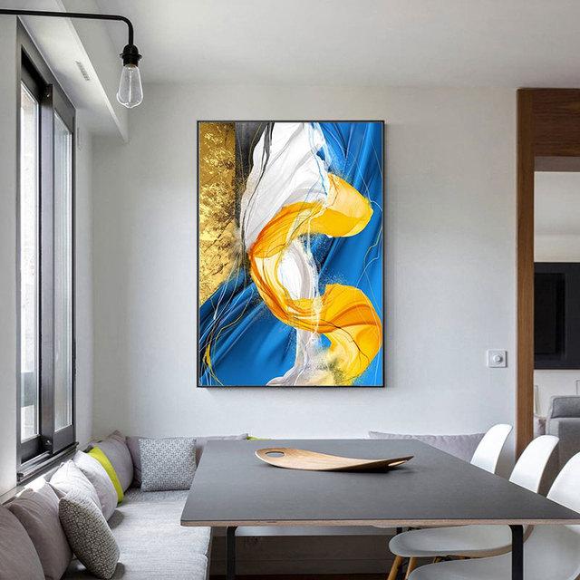 Современное абстрактное золотое годовое кольцо, картина маслом, геометрическая линия, чернильный плакат и принты, крыльцо, гостиная, декоративное настенное искусство