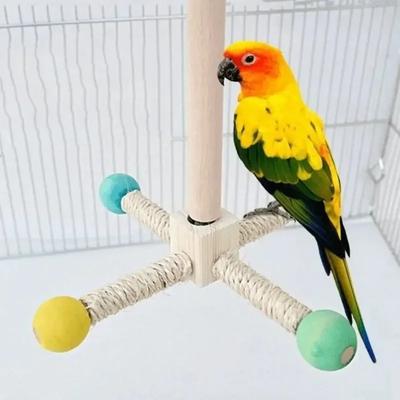 Интерактивная игровая стойка для попугаев, деревянные качели и жевательная игрушка, платформа с вращающимся дизайном в виде ветряной мельницы для игр и тренировок птиц, игрушки для птиц