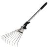 Adjustable Garden Leaf Rake Alloy Telescopic Hoe Grass Tool Multi Toothed Metal Rake for Deciduous