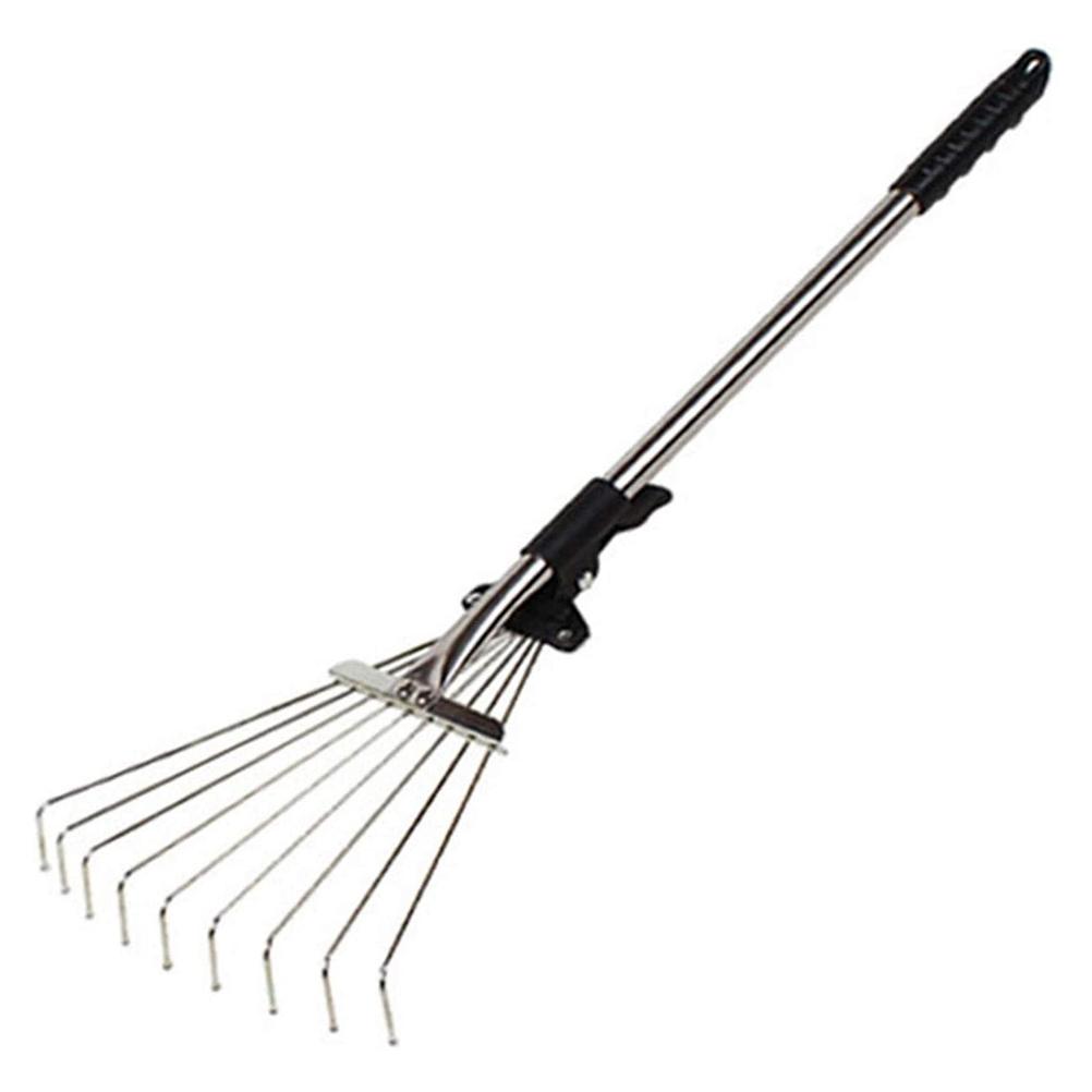 Adjustable Garden Leaf Rake Alloy Telescopic Hoe Grass Tool Multi Toothed Metal Rake for Deciduous