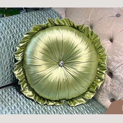 European Style Satin Round Pumpkin Pillow Waist Back Pillow Headrest Wheel Seat Cushion Sofa Bedroom Home Textile Decoration